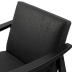 Faux Leather Accent Chair Solid Wood Armchair in Black Finish