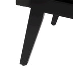 Faux Leather Accent Chair Solid Wood Armchair in Black Finish