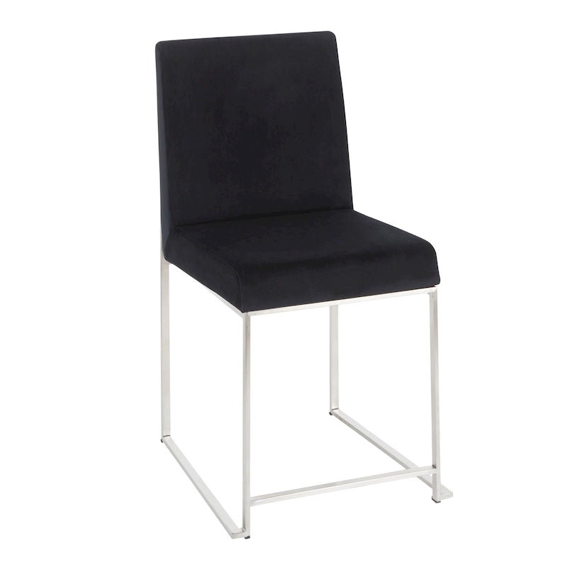 Chaises de salle à manger Forrest High Back en acier inoxydable Silver Orchid (lot de 2)