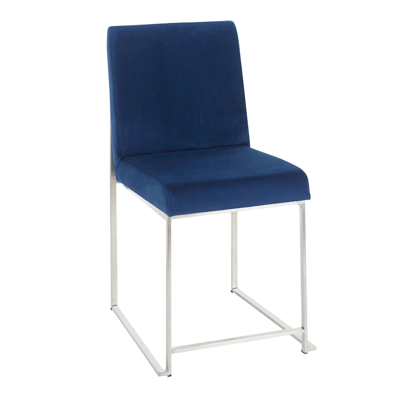 Chaises de salle à manger Forrest High Back en acier inoxydable Silver Orchid (lot de 2)