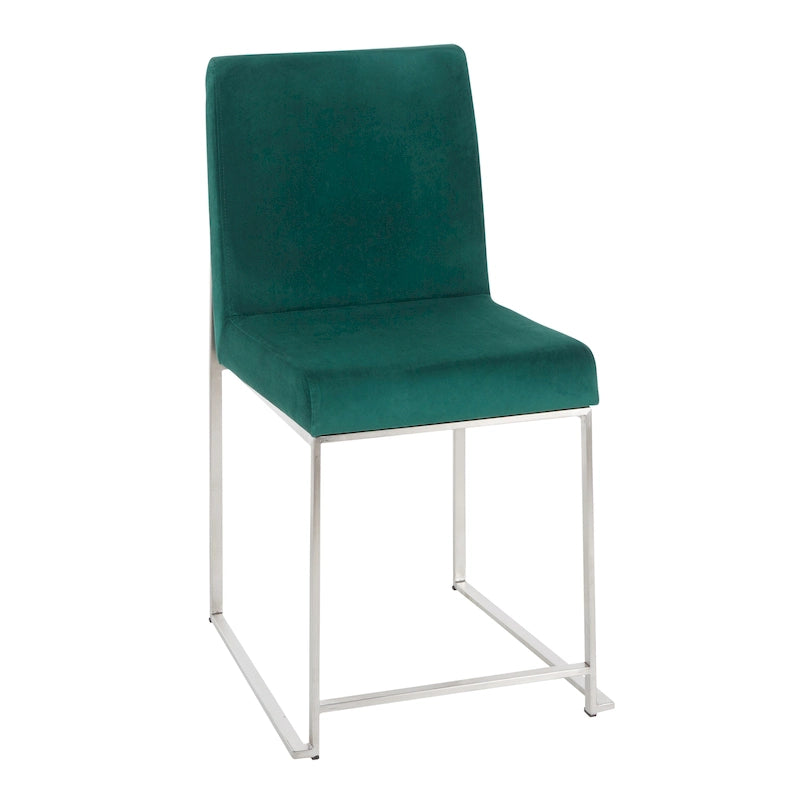 Chaises de salle à manger Forrest High Back en acier inoxydable Silver Orchid (lot de 2)