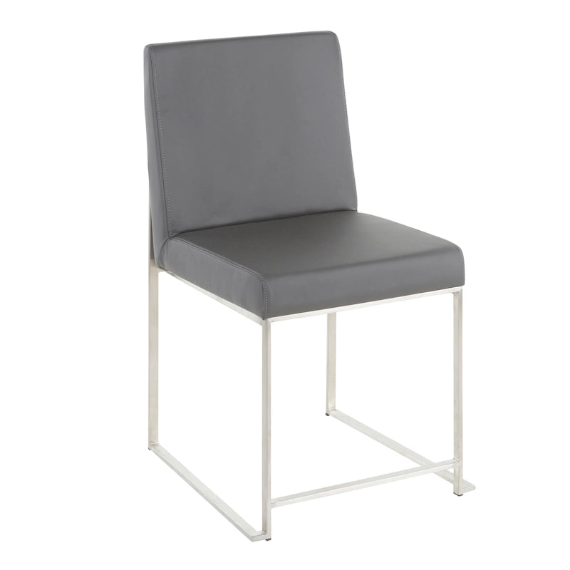 Chaises de salle à manger Forrest High Back en acier inoxydable Silver Orchid (lot de 2)