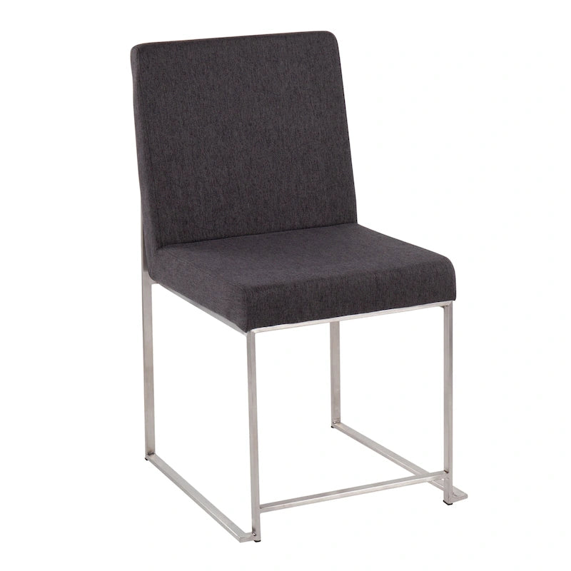 Chaises de salle à manger Forrest High Back en acier inoxydable Silver Orchid (lot de 2)