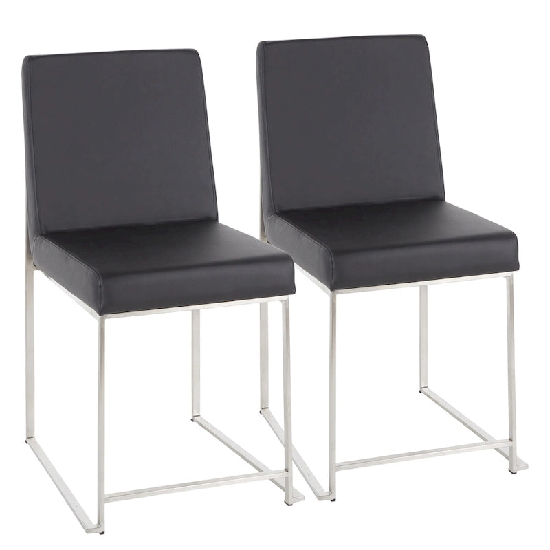 Chaises de salle à manger Forrest High Back en acier inoxydable Silver Orchid (lot de 2)