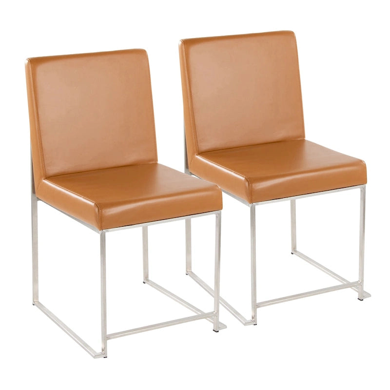 Chaises de salle à manger Forrest High Back en acier inoxydable Silver Orchid (lot de 2)