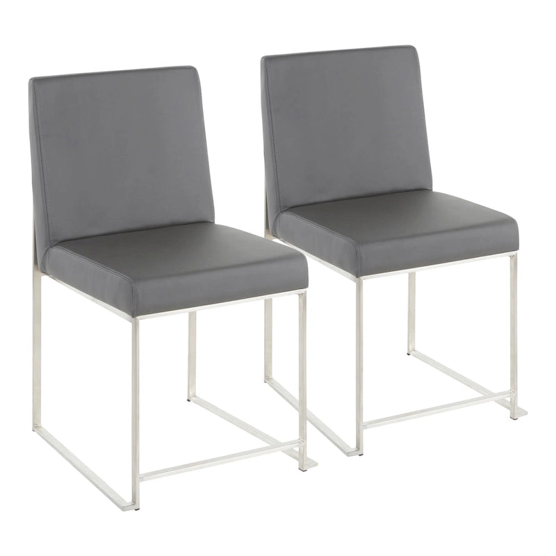 Chaises de salle à manger Forrest High Back en acier inoxydable Silver Orchid (lot de 2)