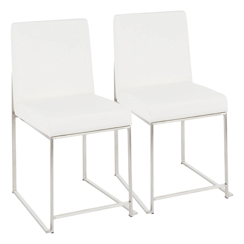 Chaises de salle à manger Forrest High Back en acier inoxydable Silver Orchid (lot de 2)