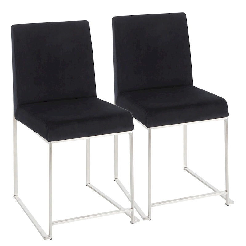 Chaises de salle à manger Forrest High Back en acier inoxydable Silver Orchid (lot de 2)