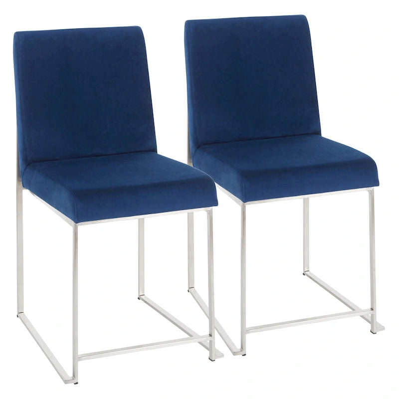 Chaises de salle à manger Forrest High Back en acier inoxydable Silver Orchid (lot de 2)