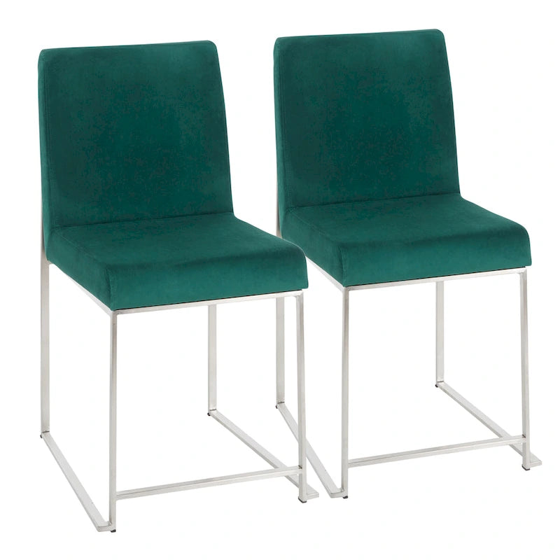 Chaises de salle à manger Forrest High Back en acier inoxydable Silver Orchid (lot de 2)