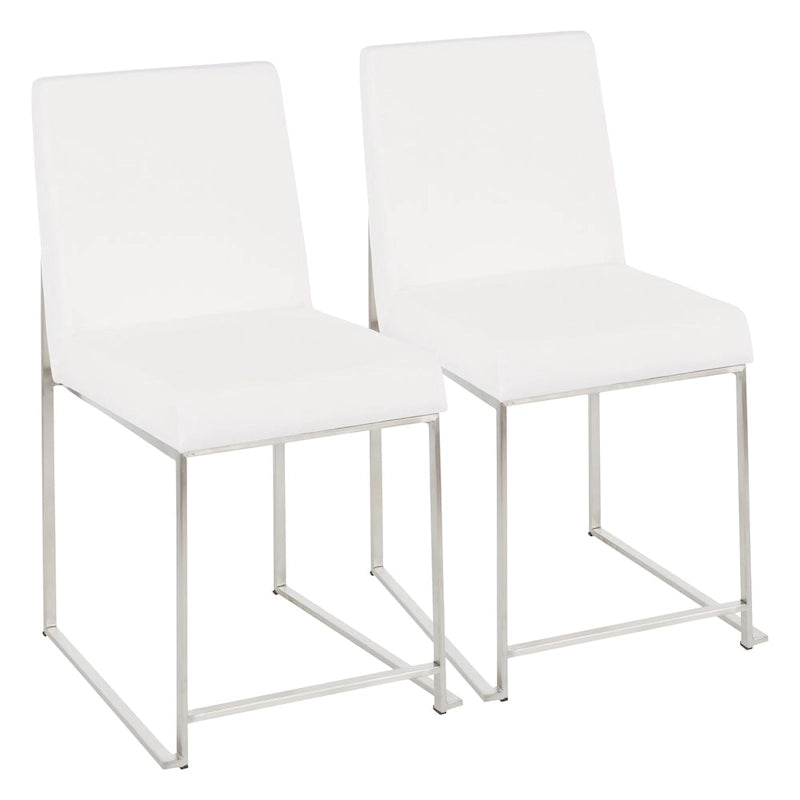 Chaises de salle à manger Forrest High Back en acier inoxydable Silver Orchid (lot de 2)