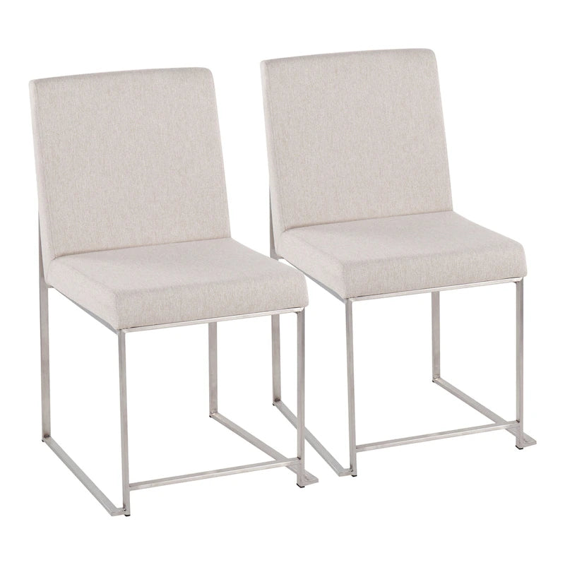 Chaises de salle à manger Forrest High Back en acier inoxydable Silver Orchid (lot de 2)
