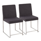 Chaises de salle à manger Forrest High Back en acier inoxydable Silver Orchid (lot de 2)