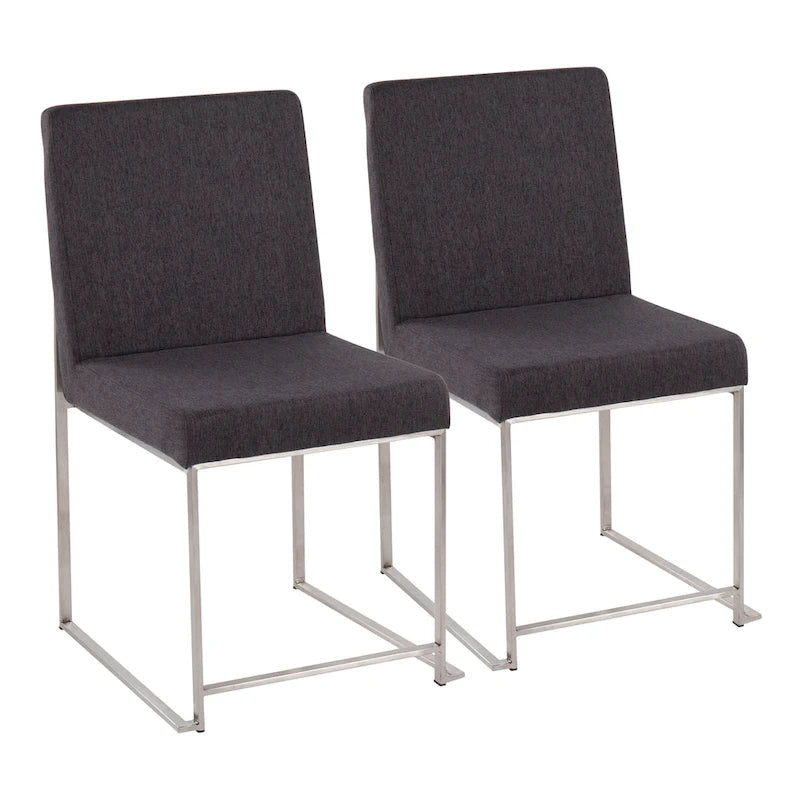 Chaises de salle à manger Forrest High Back en acier inoxydable Silver Orchid (lot de 2)