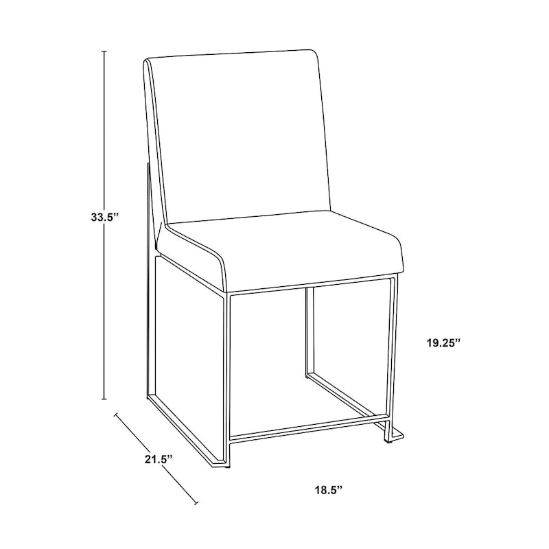 Chaises de salle à manger Forrest High Back en acier inoxydable Silver Orchid (lot de 2)