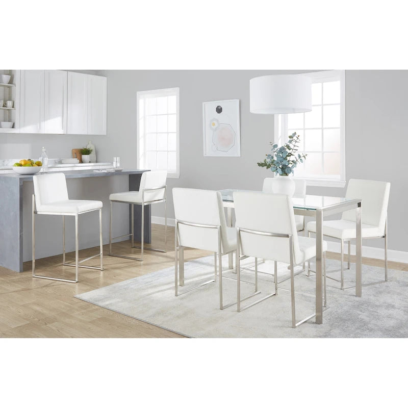 Chaises de salle à manger Forrest High Back en acier inoxydable Silver Orchid (lot de 2)
