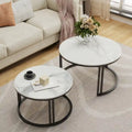 Table basse gigogne ronde en pierre frittée - Ensemble de 2