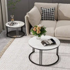 Table basse gigogne ronde en pierre frittée - Ensemble de 2