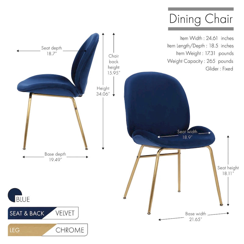 Chaise de salle à manger Porthos Home Cace en velours et pieds dorés