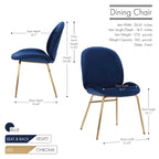 Chaise de salle à manger Porthos Home Cace en velours et pieds dorés