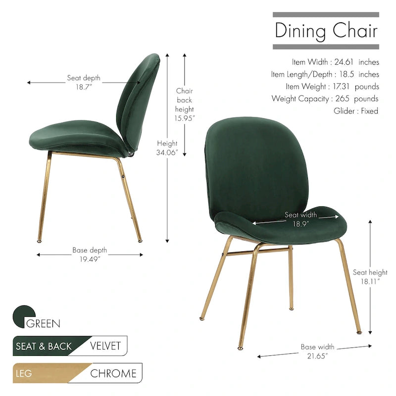 Chaise de salle à manger Porthos Home Cace en velours et pieds dorés