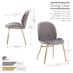 Chaise de salle à manger Porthos Home Cace en velours et pieds dorés