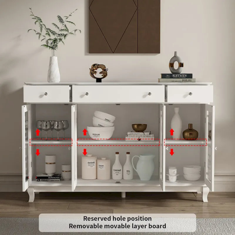 Buffet de ferme moderne en bois avec portes vitrées
