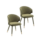 Chaises de salle à manger Porthos Home Ryn en velours avec garniture dorée, lot de 2