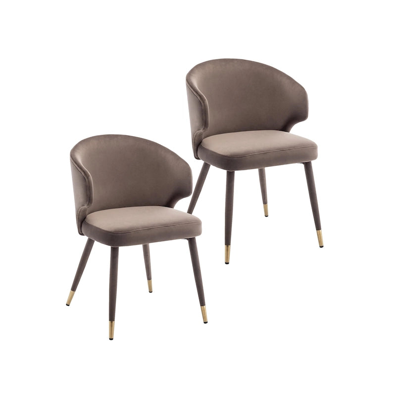 Chaises de salle à manger Porthos Home Ryn en velours avec garniture dorée, lot de 2