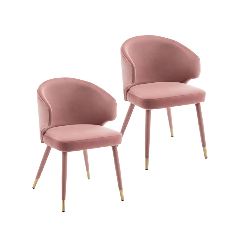 Chaises de salle à manger Porthos Home Ryn en velours avec garniture dorée, lot de 2