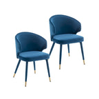 Chaises de salle à manger Porthos Home Ryn en velours avec garniture dorée, lot de 2