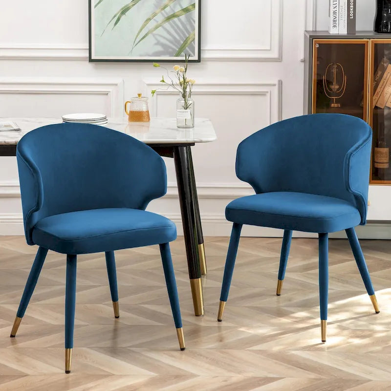Chaises de salle à manger Porthos Home Ryn en velours avec garniture dorée, lot de 2