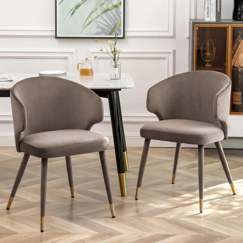 Chaises de salle à manger Porthos Home Ryn en velours avec garniture dorée, lot de 2