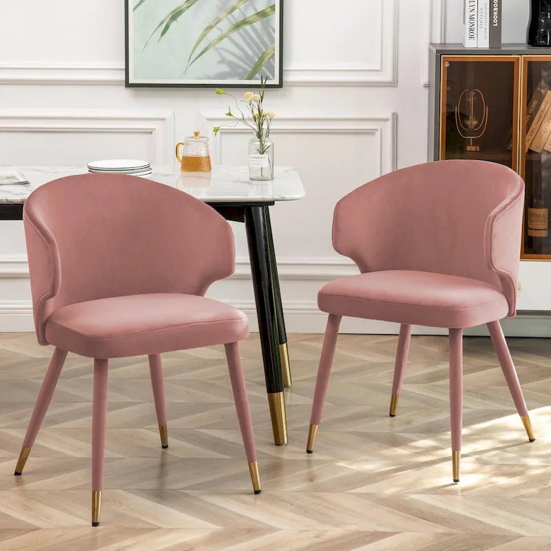 Chaises de salle à manger Porthos Home Ryn en velours avec garniture dorée, lot de 2