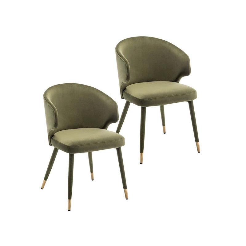 Chaises de salle à manger Porthos Home Ryn en velours avec garniture dorée, lot de 2