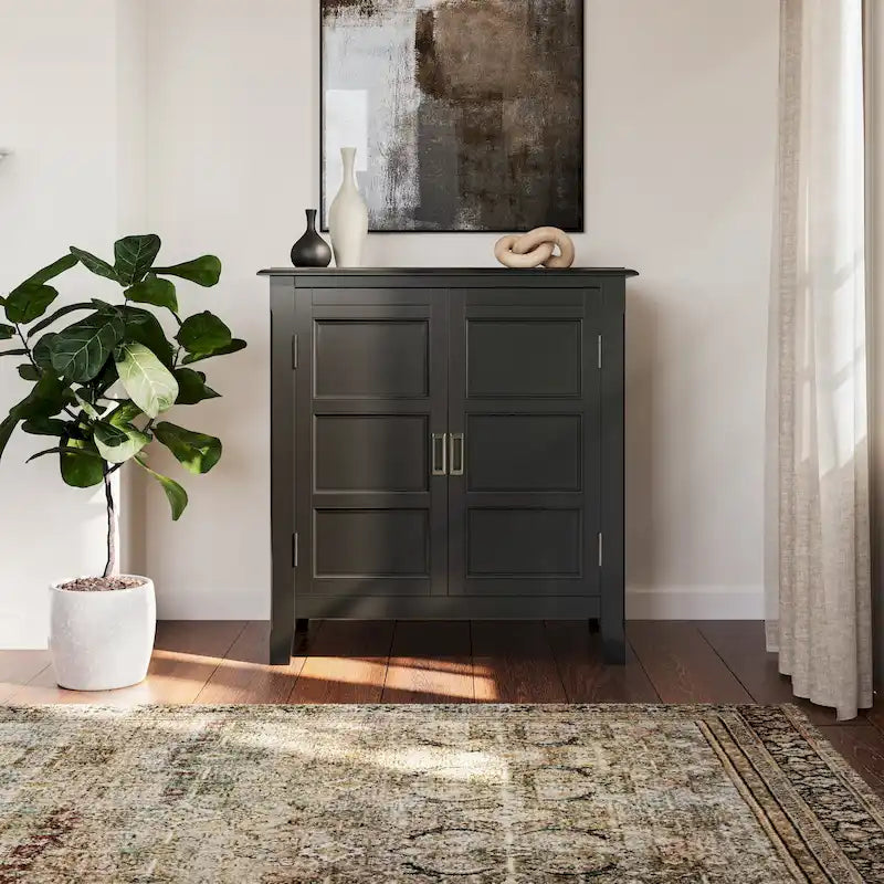WYNDENHALL Portland SOLID WOOD 30 inch Wide Transitional Low Storage Cabinet - 30w x 14d x 31h