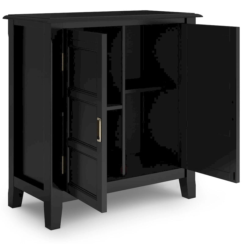 WYNDENHALL Portland SOLID WOOD 30 inch Wide Transitional Low Storage Cabinet - 30w x 14d x 31h