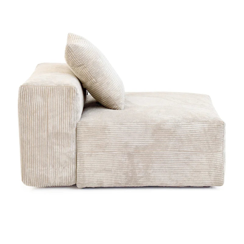 141.73  Corduroy Large Reversible Modular Sectional Sofa L-Shape Couch with Otoman and Pillow