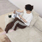 141.73  Corduroy Large Reversible Modular Sectional Sofa L-Shape Couch with Otoman and Pillow