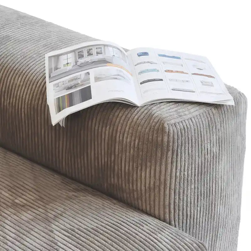 141.73  Corduroy Large Reversible Modular Sectional Sofa L-Shape Couch with Otoman and Pillow