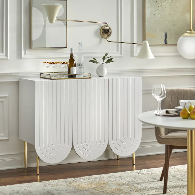 Buffet Lifestorey Ingrid à 3 portes festonnées, style Mid-Century