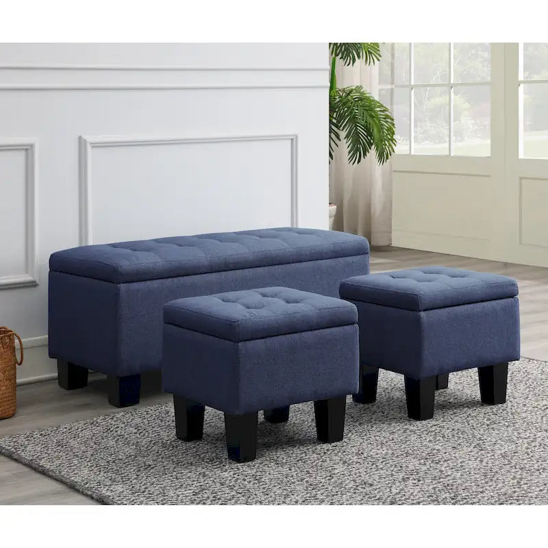 Banc coffre capitonné Mid-Century Modern avec plateau relevable