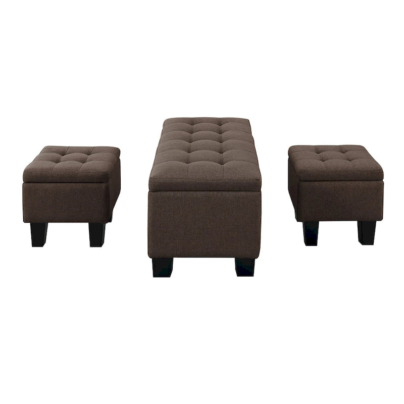 Banc coffre capitonné Mid-Century Modern avec plateau relevable