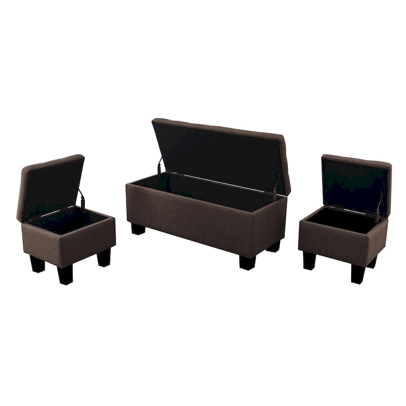 Banc coffre capitonné Mid-Century Modern avec plateau relevable
