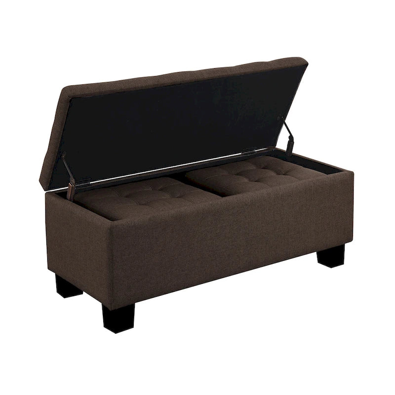 Banc coffre capitonné Mid-Century Modern avec plateau relevable