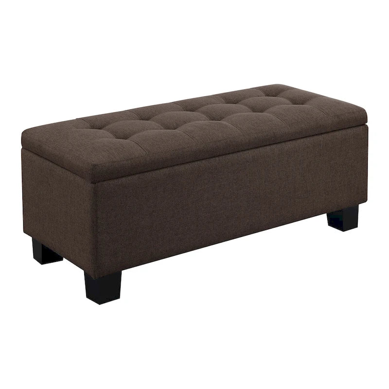 Banc coffre capitonné Mid-Century Modern avec plateau relevable
