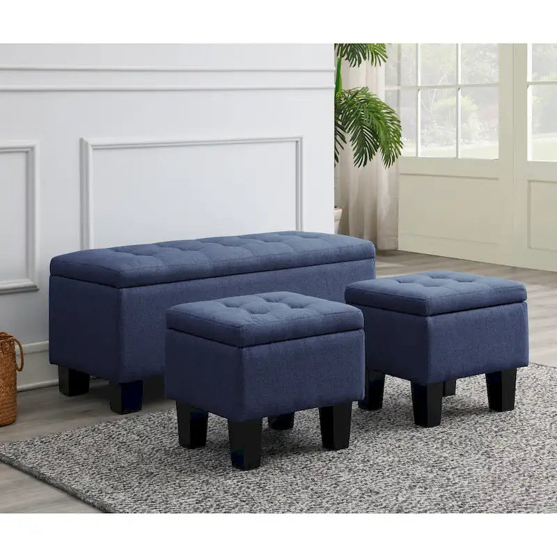 Banc coffre capitonné Mid-Century Modern avec plateau relevable