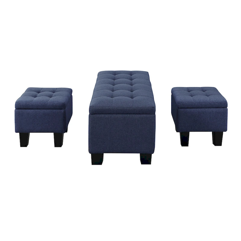 Banc coffre capitonné Mid-Century Modern avec plateau relevable