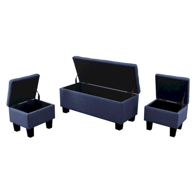 Banc coffre capitonné Mid-Century Modern avec plateau relevable