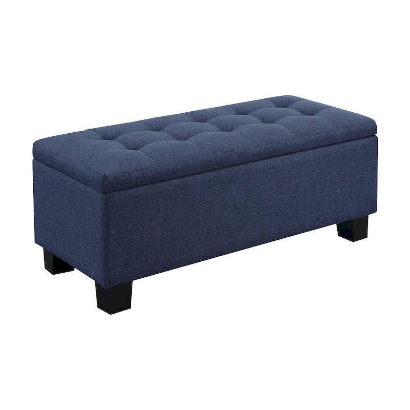 Banc coffre capitonné Mid-Century Modern avec plateau relevable